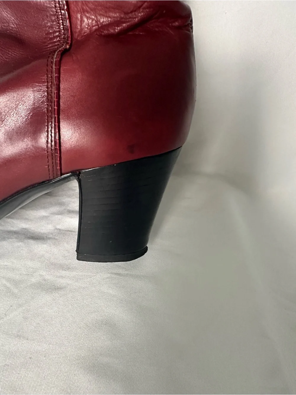 Women’s Burgundy Brown Genuine Leather Knee High Boots Size 6 Slim Fit